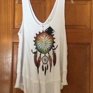 NWT Waffle Fabric Sleeveless Dreamcatcher Top Sz L